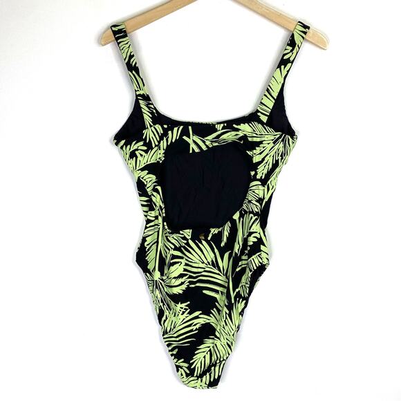 CITRUS Reversible Tropical Palm Print One Piece Swimsuit Womens 4 Green Black - Picture 7 of 12